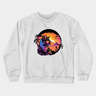 Cat on the beach with sunglasses Crewneck Sweatshirt